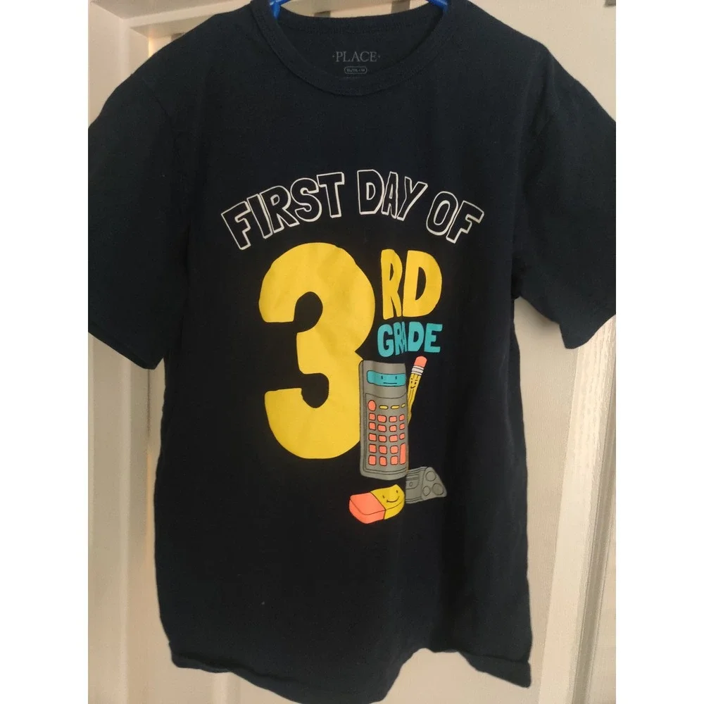 The Children's Place Boys Navy First Day of 3rd Grade Graphic Tee Shirt XL 14